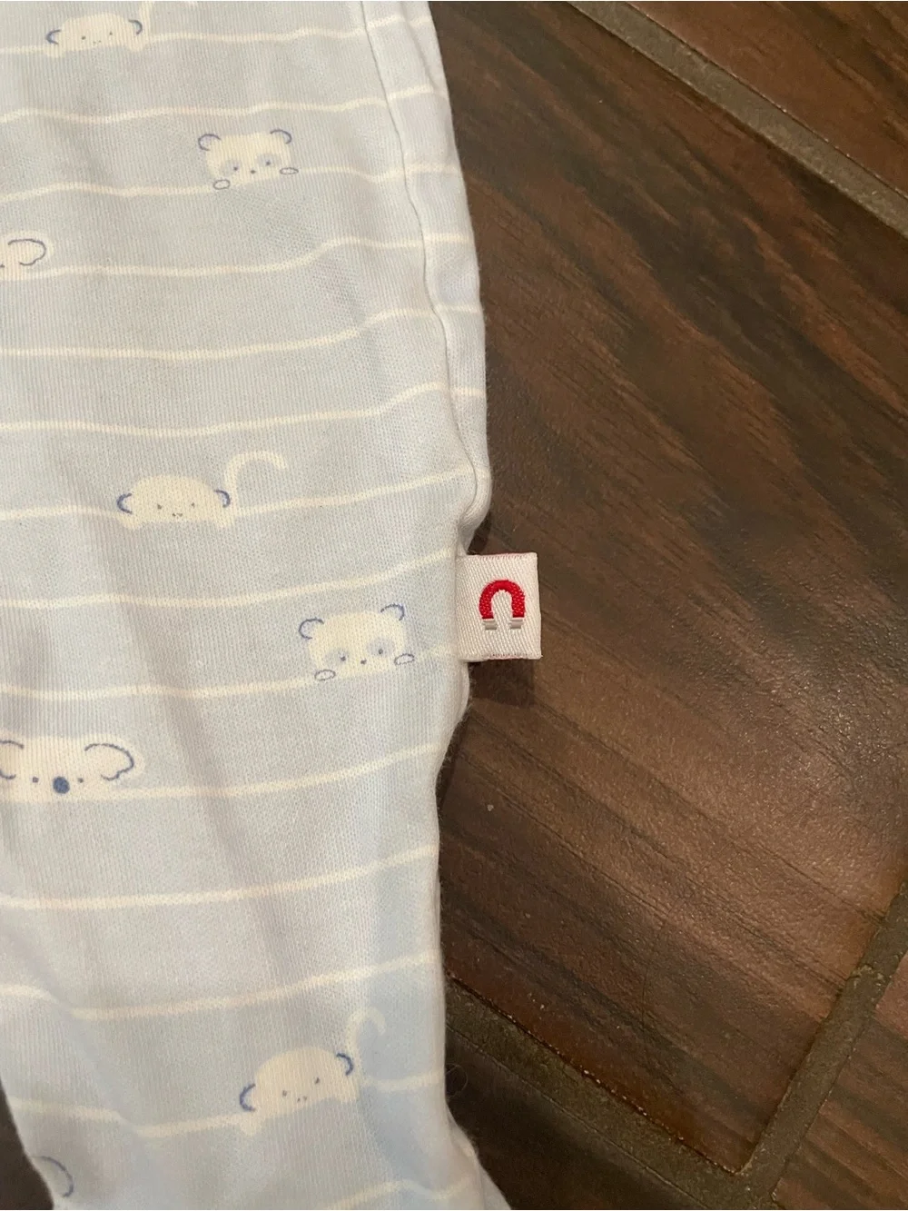 E=MC Easy Magnetic Light Blue Striped Baby One-Piece Footed Sleeper 3-6 Months